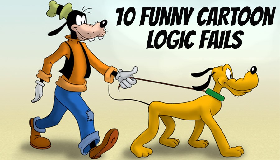 Banner of top 10 funny logical errors in cartoon movies