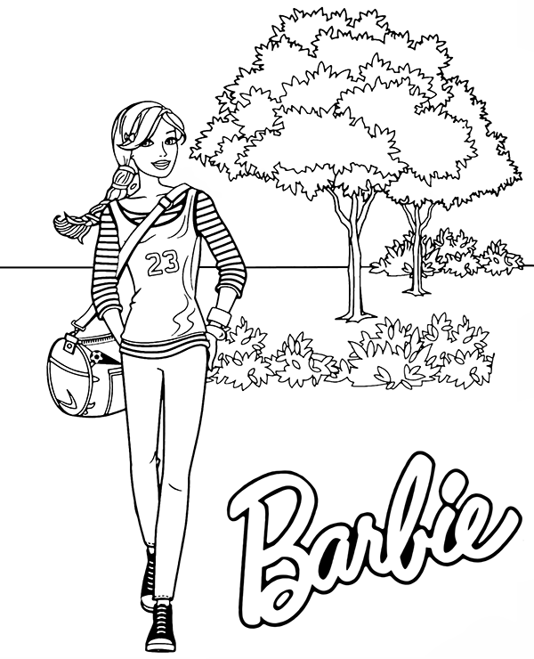 Barbie coloring page with logo