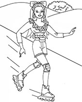 Barbie on roller skates picture for coloring