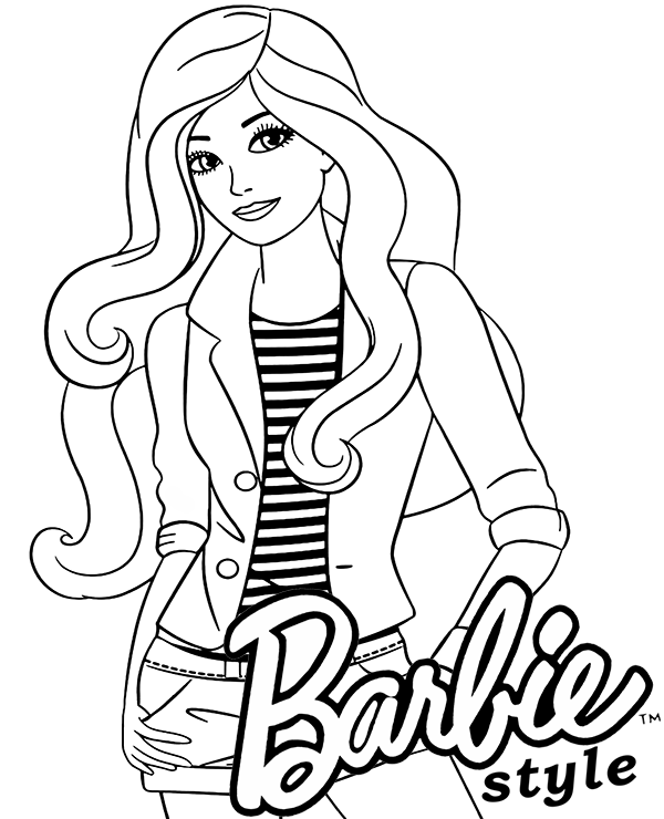 Modern Barbie coloring page for a girl