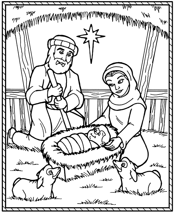 The birth of Jesus in the Bethlehem coloring page