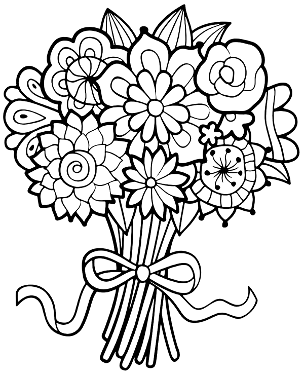 Coloring Pages Flowers Bouquet