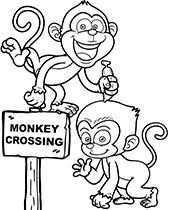 A small picture of monkeys to color