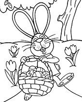 Easter eggs and funny bunny coloring sheet