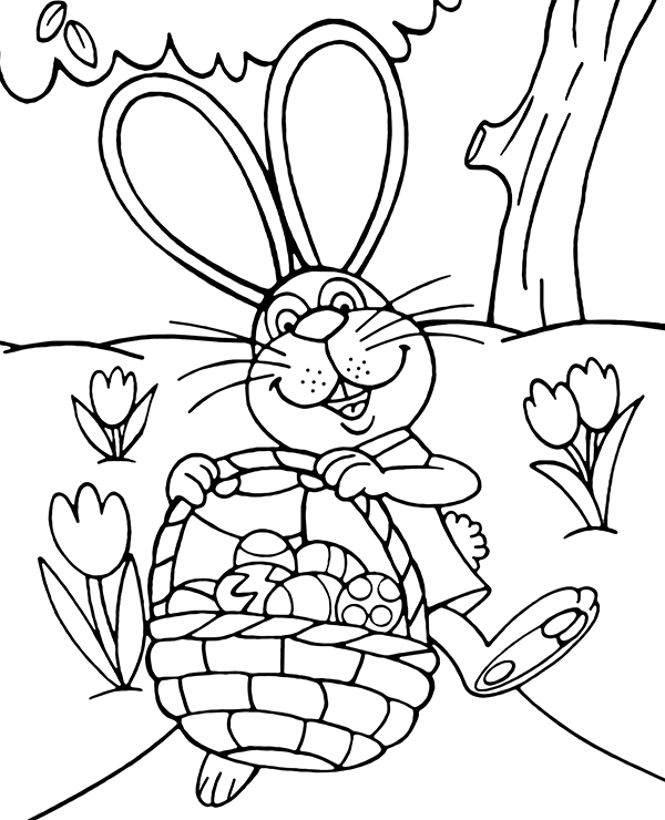 Positive Easter coloring sheet with a bunny
