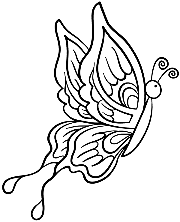 A fancy flying butterfly coloring page