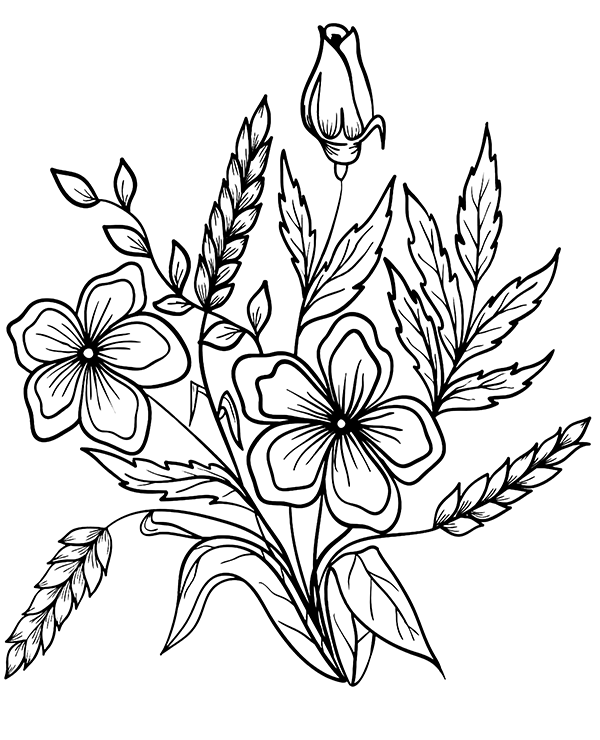 A big buquet of flowers coloring page
