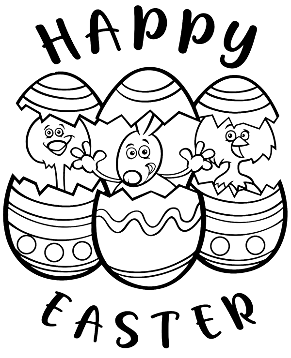 Funny Happy Easter card to color