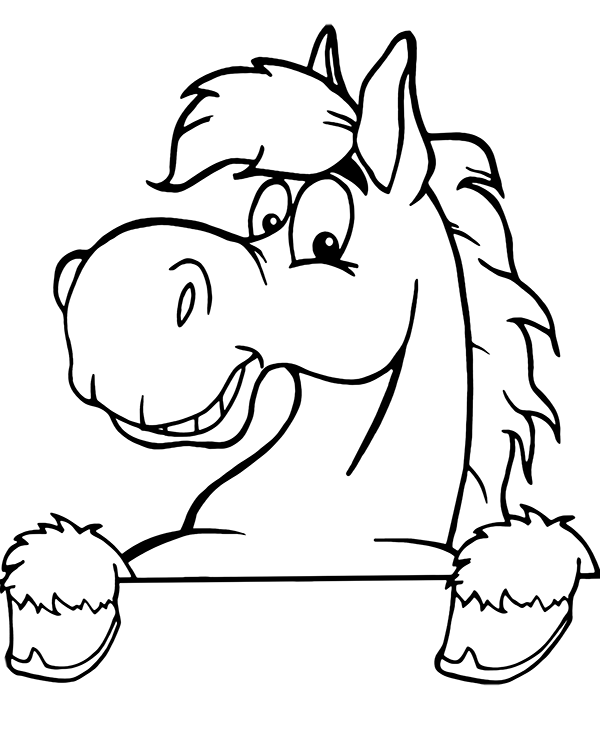 Funny horse head printable coloring sheet