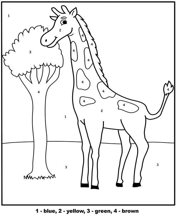 Simple giraffe color by number picture