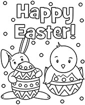 Happy Easter illustration to color
