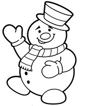 Happy snowman printable coloring page
