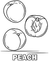 Three peaches coloring page with fruits