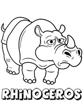 A hilarious picture of rhino on coloring page for kids