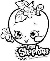 Shopkins apple and logo to color