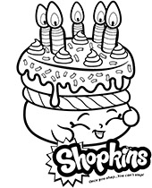 Shopkins cake with candles coloring sheet