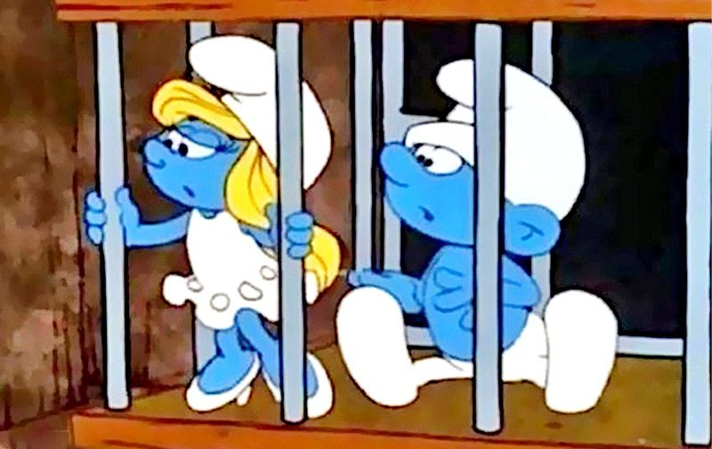 Two Smurfs in prison