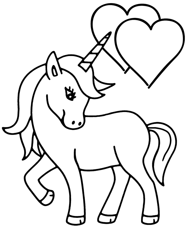 Download Simple unicorn coloring page to print