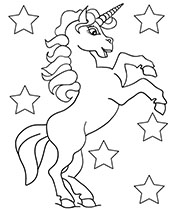 Unicorn and stars to print and color