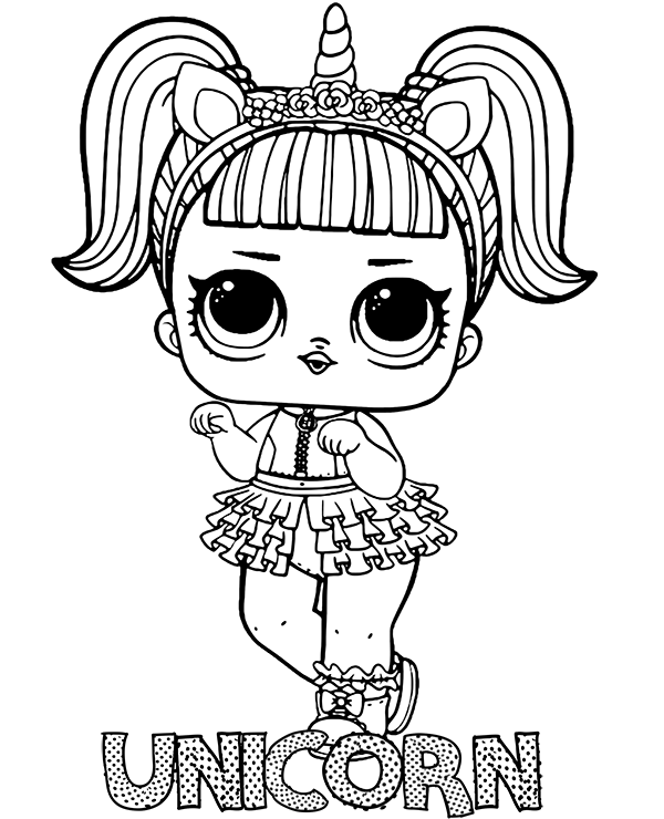 Unicorn LOL Surprise doll coloring page