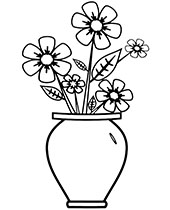 Vase full of flowers coloring worksheet for kids