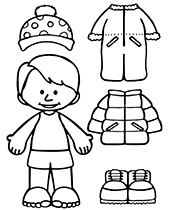 Clothes for winter on easy coloring page