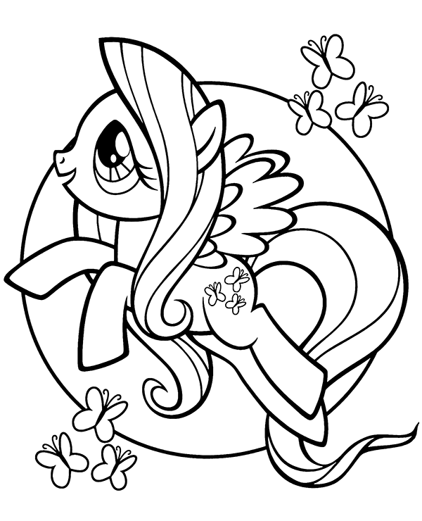 Cute Fluttershy coloring page My Little Pony