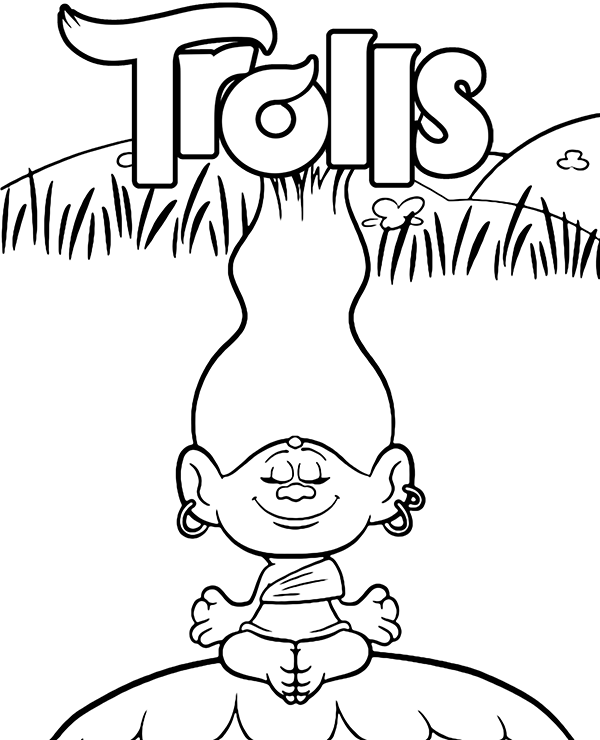 Yoga Cybil troll coloring page