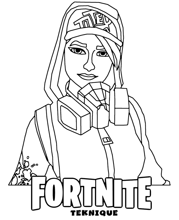 Fortnite skin coloring page Teknique