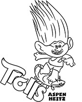 Trolls coloring page with logo