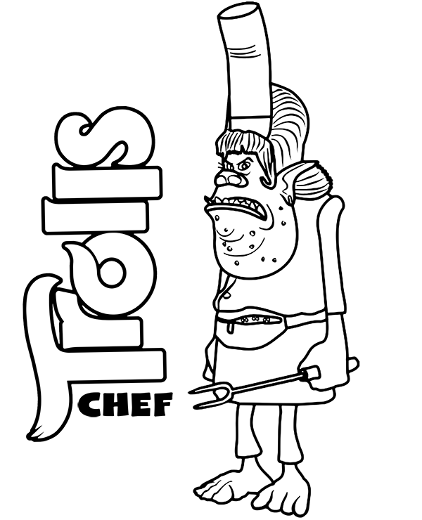 Chef from Trolls film coloring pages