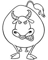 Funny bull coloring page, sheet