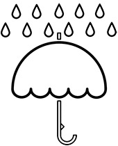Simple coloring page with umbrella and rain