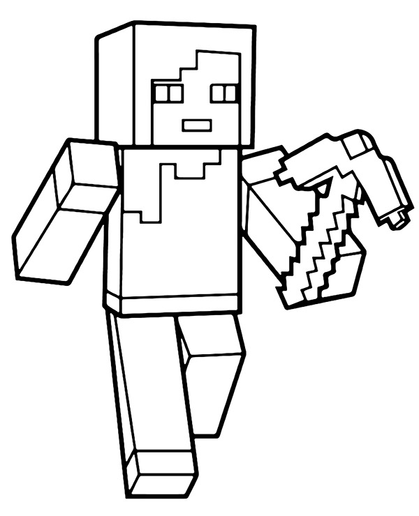 Minecraft character with pickaxe