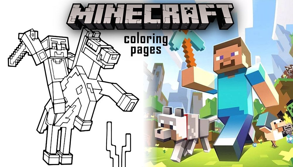 Top Minecraft coloring pages banner