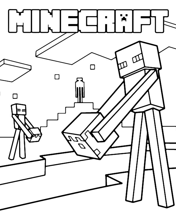 Free Minecraft coloring picture for kids