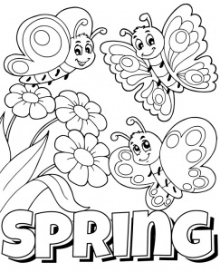 Butterflies and spring logo coloring page - Topcoloringpages.net