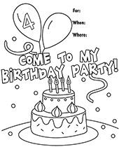 4-th birthday party printable invitation