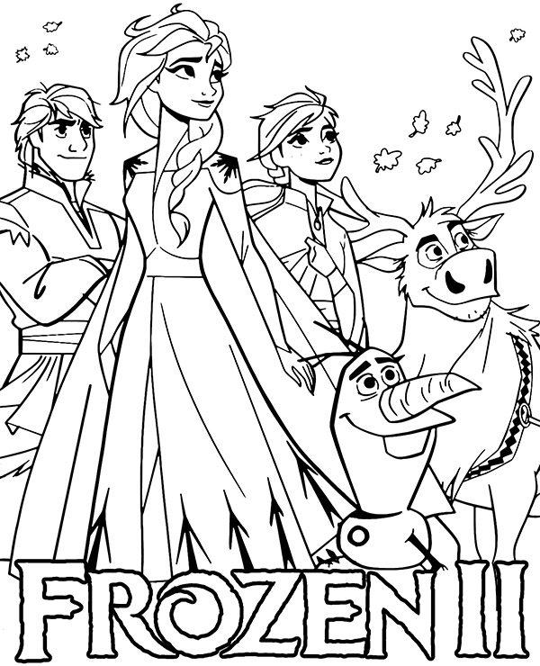 Frozen 2 characters coloring page to print