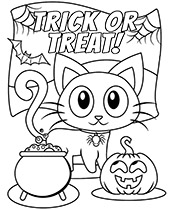 Trick or treat cute coloring page