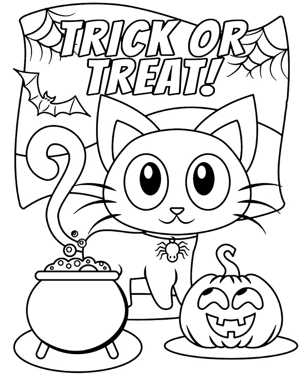 Trick or treat cute Halloween coloring page