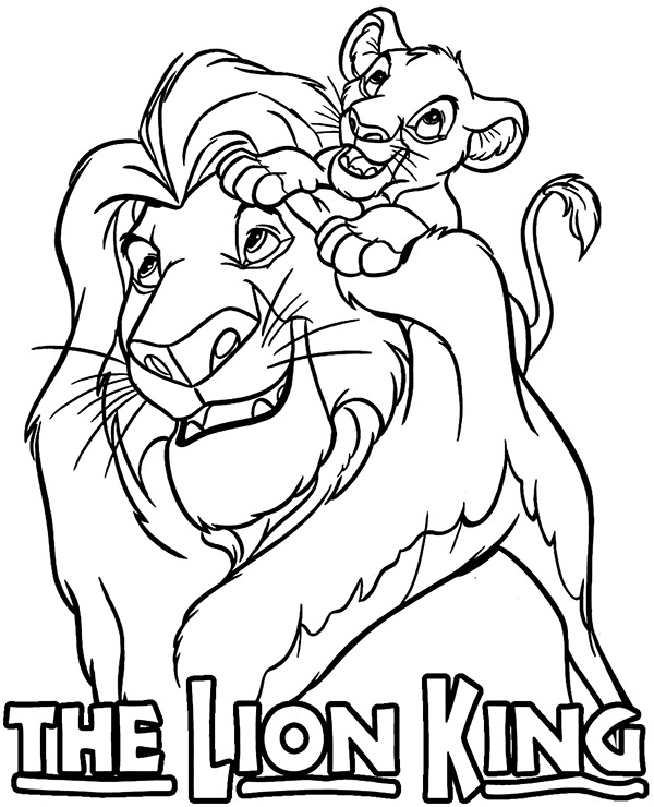 Lion King coloring page Simba with Mufasa