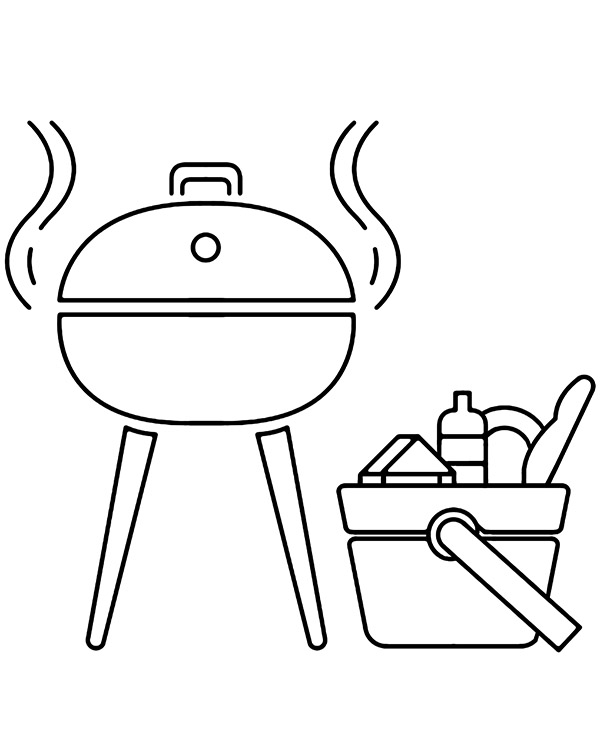 Simple barbecue coloring page sheet