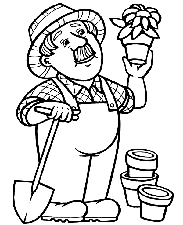 Gardener coloring page for kids