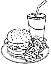 Hamburger anf french fries coloring page