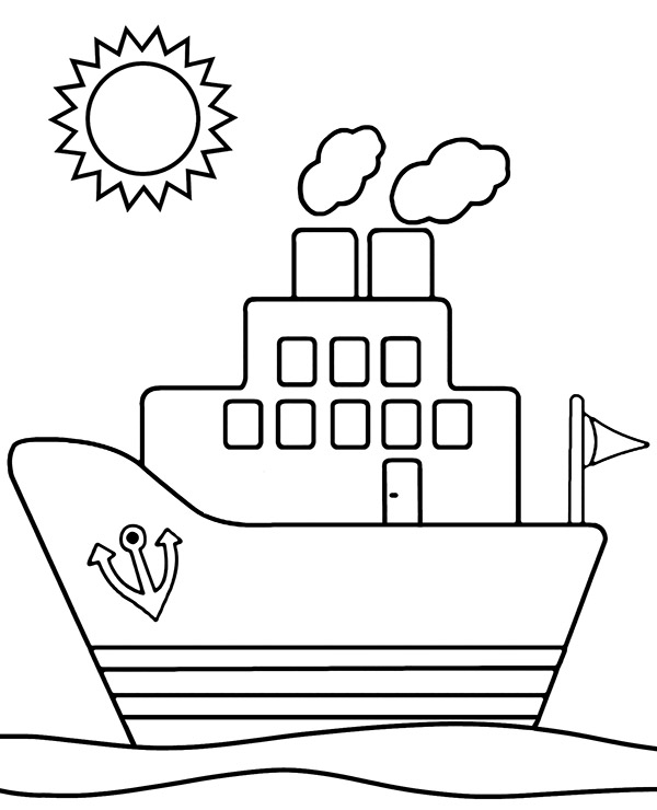 Simple ship coloring page ferry