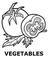 Category of vegetable coloring worksheets for kids