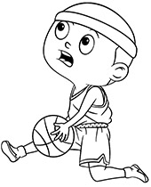 Kid playing basketball coloring page