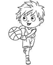 Boy playing basketball coloring page