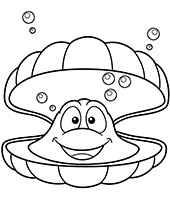 Smiled clam coloring page for children